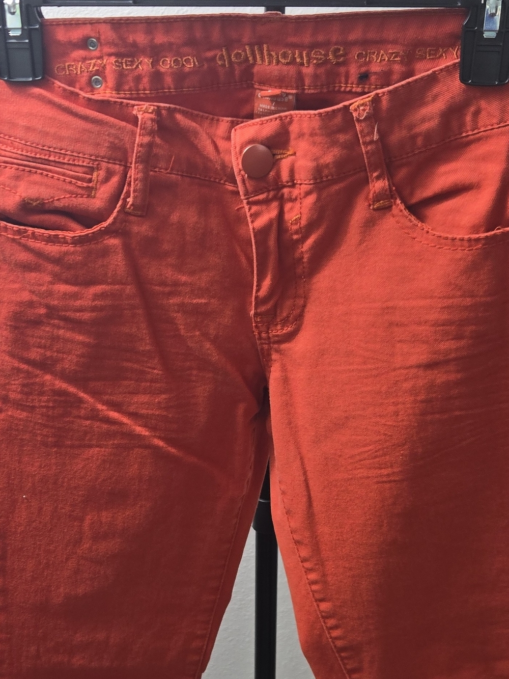 Dollhouse Women's Bright Orange Skinny Jeans - Picture 2 of 6